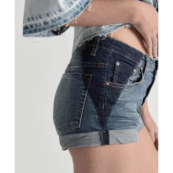 One Teaspoon Harlets Denim Shorts Superstar Blue Size 26
